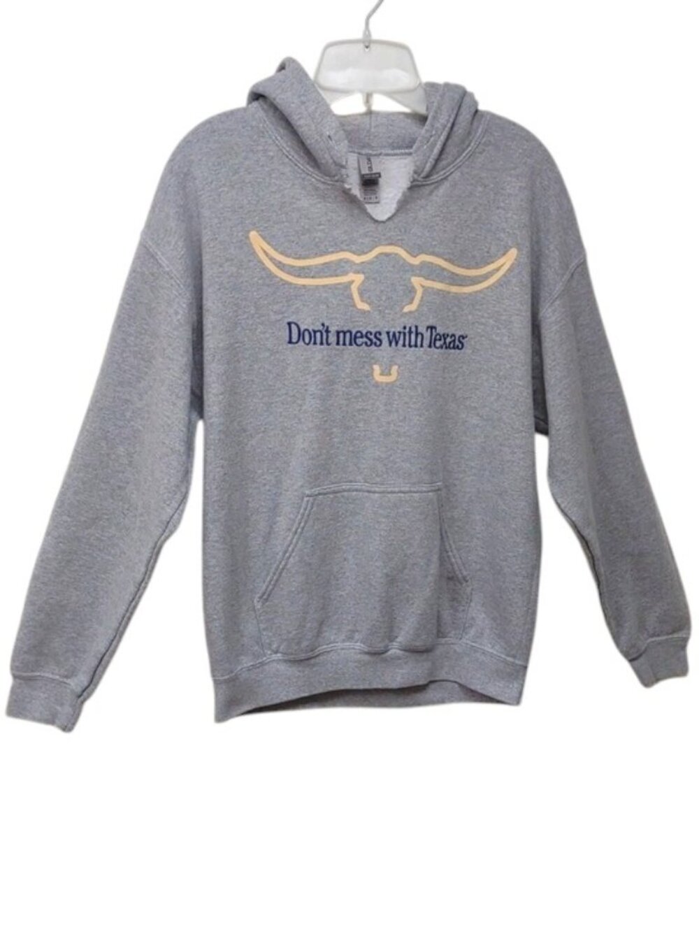 Gildan Gray  Don't Mess With Texas Longhorn Heavy LS Front Pocket Graphic Hoodie